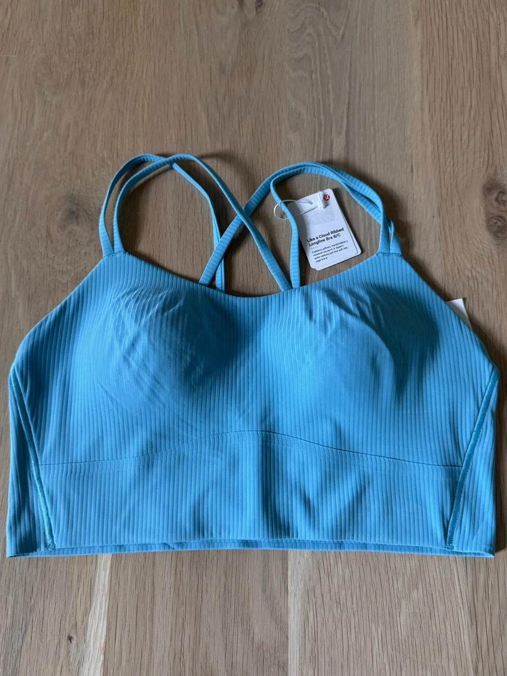 lululemon athletica Sky Blue Ribbed Crossback Sports Bra